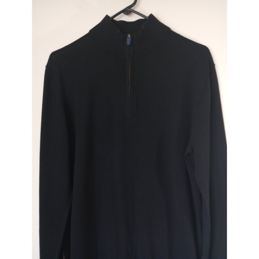 Stitch Golf Mens Med. Black Henley Neck Lightweight 100% Waterproof Wool Sweater